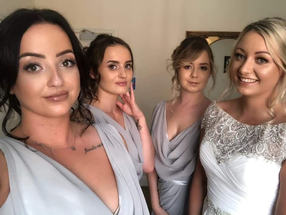 Chiffon Long Champagne Bridesmaid Dresses with Sexy High Slit and Front Ruffles